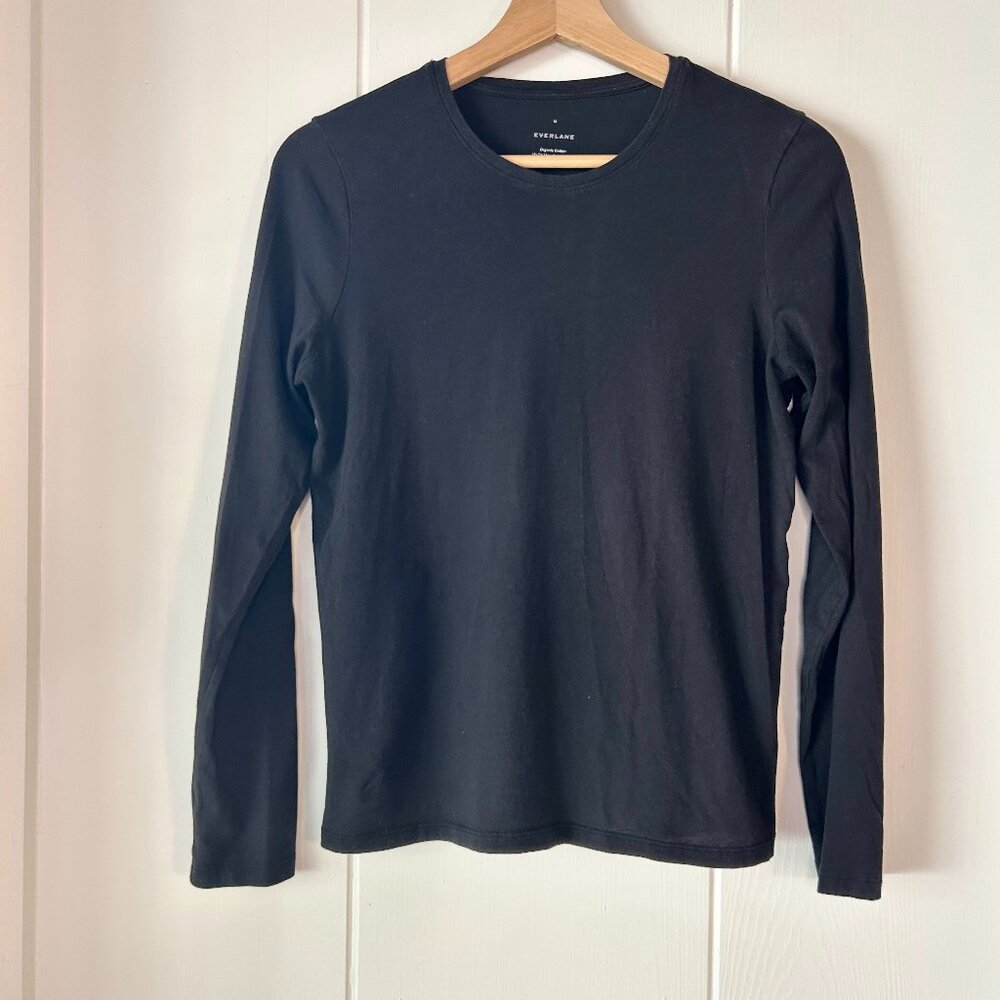 Black Everlane organic cotton size M long sleeve tee shirt